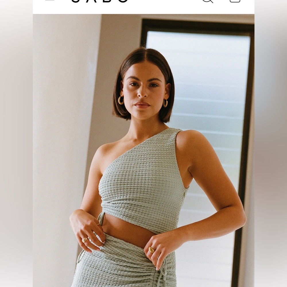 One-Shoulder Knit Maxi dress in Pale Sage - Picture 3 of 7